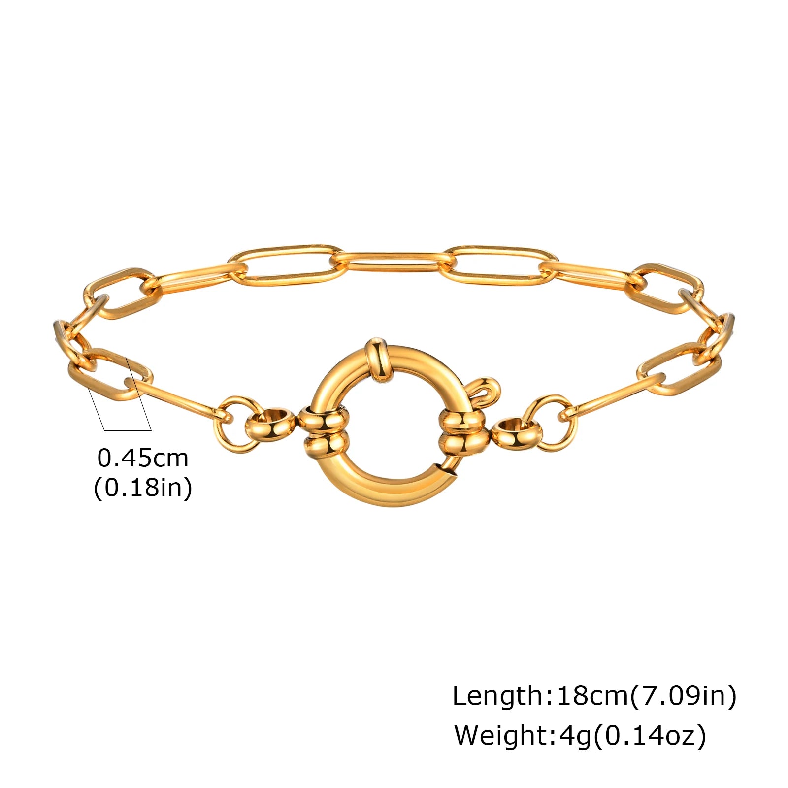 Vnox Square Chain Bracelet | Gold Stainless Steel Round Bubble Link Jewelry for Women alternate view