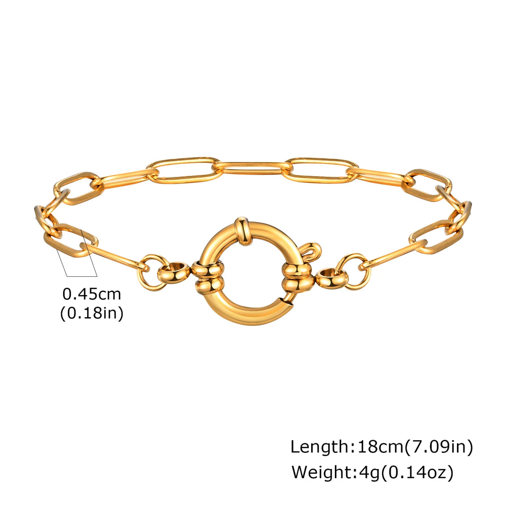 Vnox Square Chain Bracelet | Gold Stainless Steel Round Bubble Link Jewelry for Women alternate view