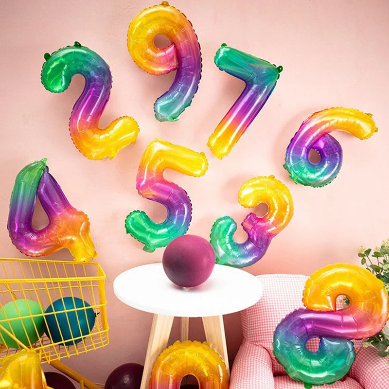 Rainbow Jelly Number Balloon 16 Inch | Birthday Party Decoration detail view