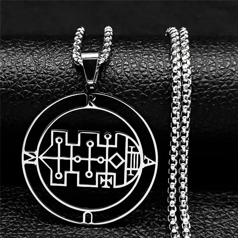 Astaroth Sigil Goetia Stainless Steel Necklace Solomon Demon Seal Satan Sigil satanique detail view