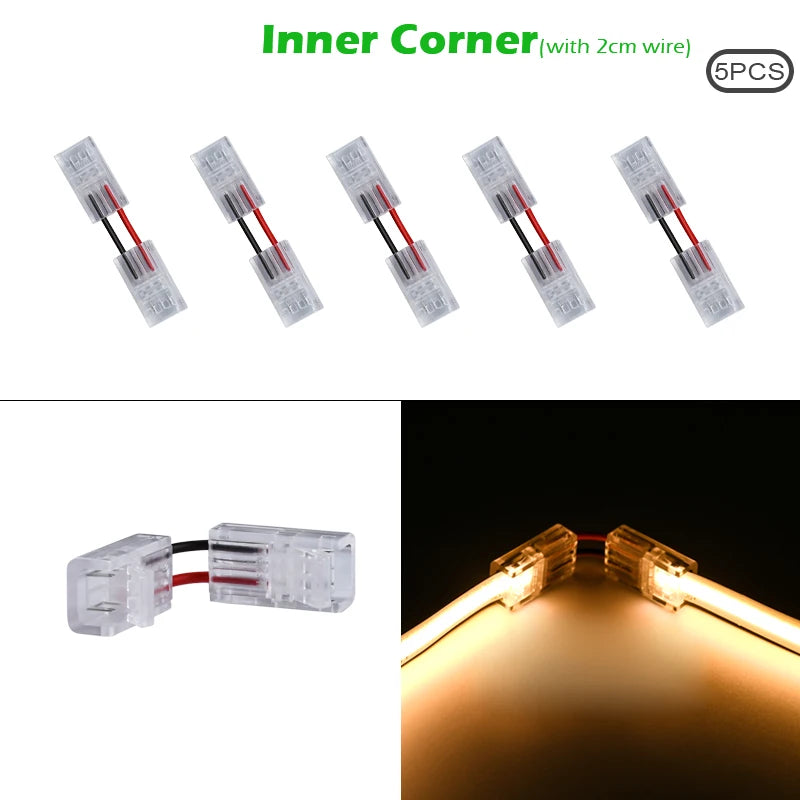 LED Strip Connectors and Fixing Clips Kit | 2-Pin COB Corner Connectors for Tape Ligh lifestyle view