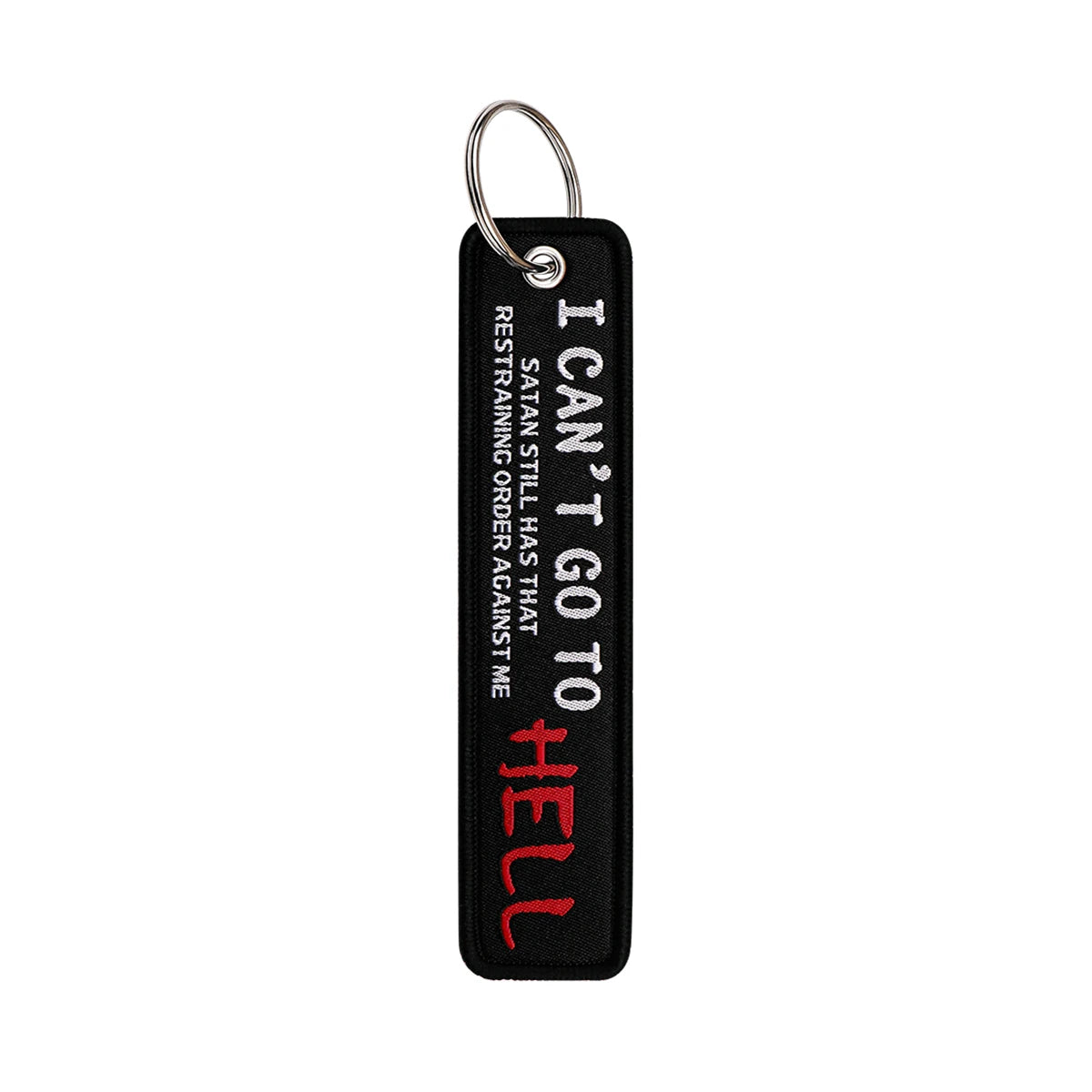 Embroidered Quote Key Fob | Personalized Gift Keyring close-up view