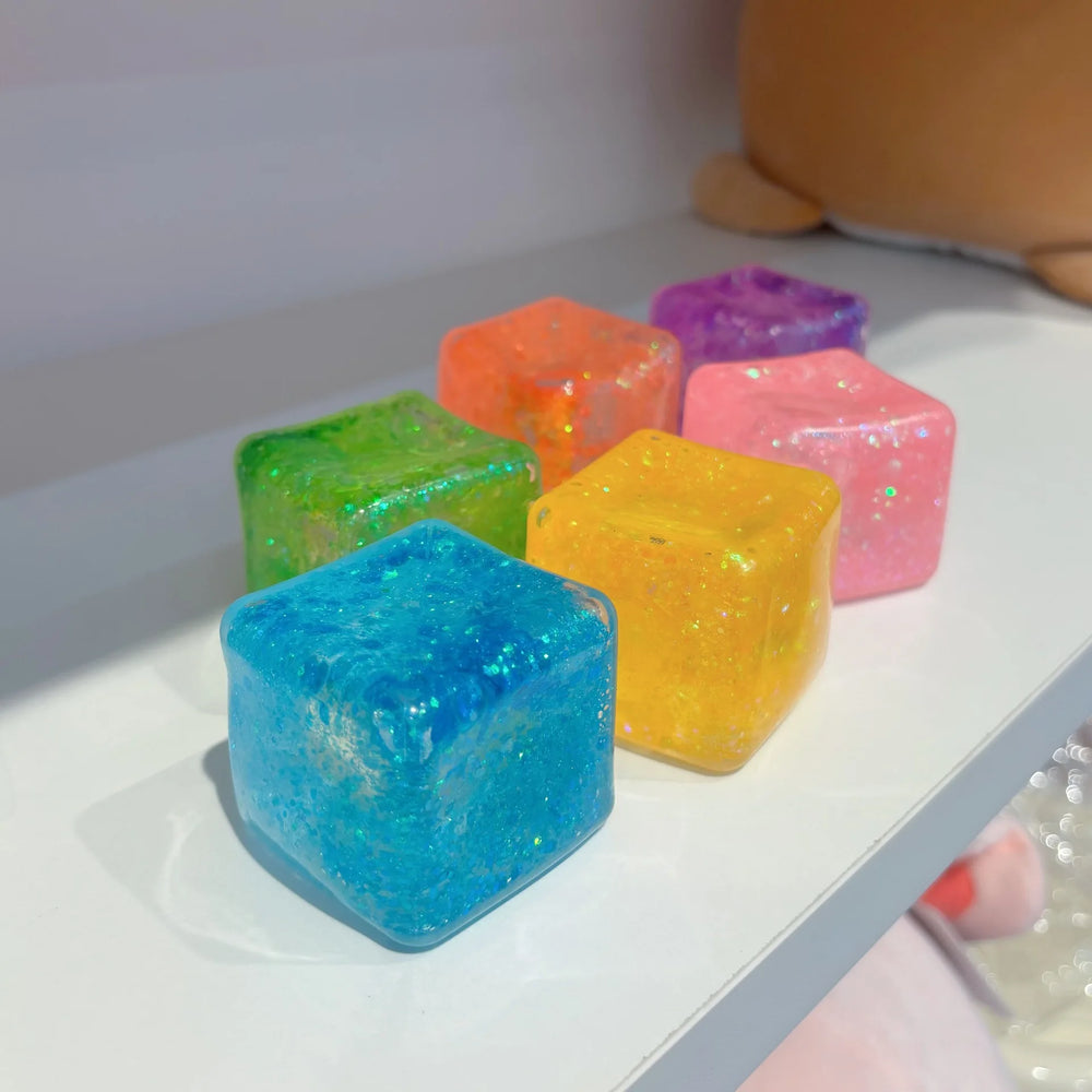 New Ice Cube Shaped Fidget Toy Square Stress Relief Ball Squishy Squeeze Anxiety ADHD St detail view