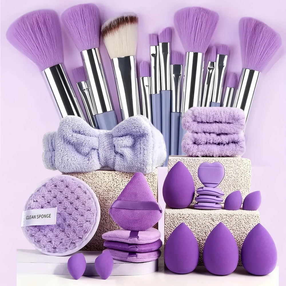 33pcs beauty set makeup kit large and small beauty sponges for flawless makeup applica close-up view