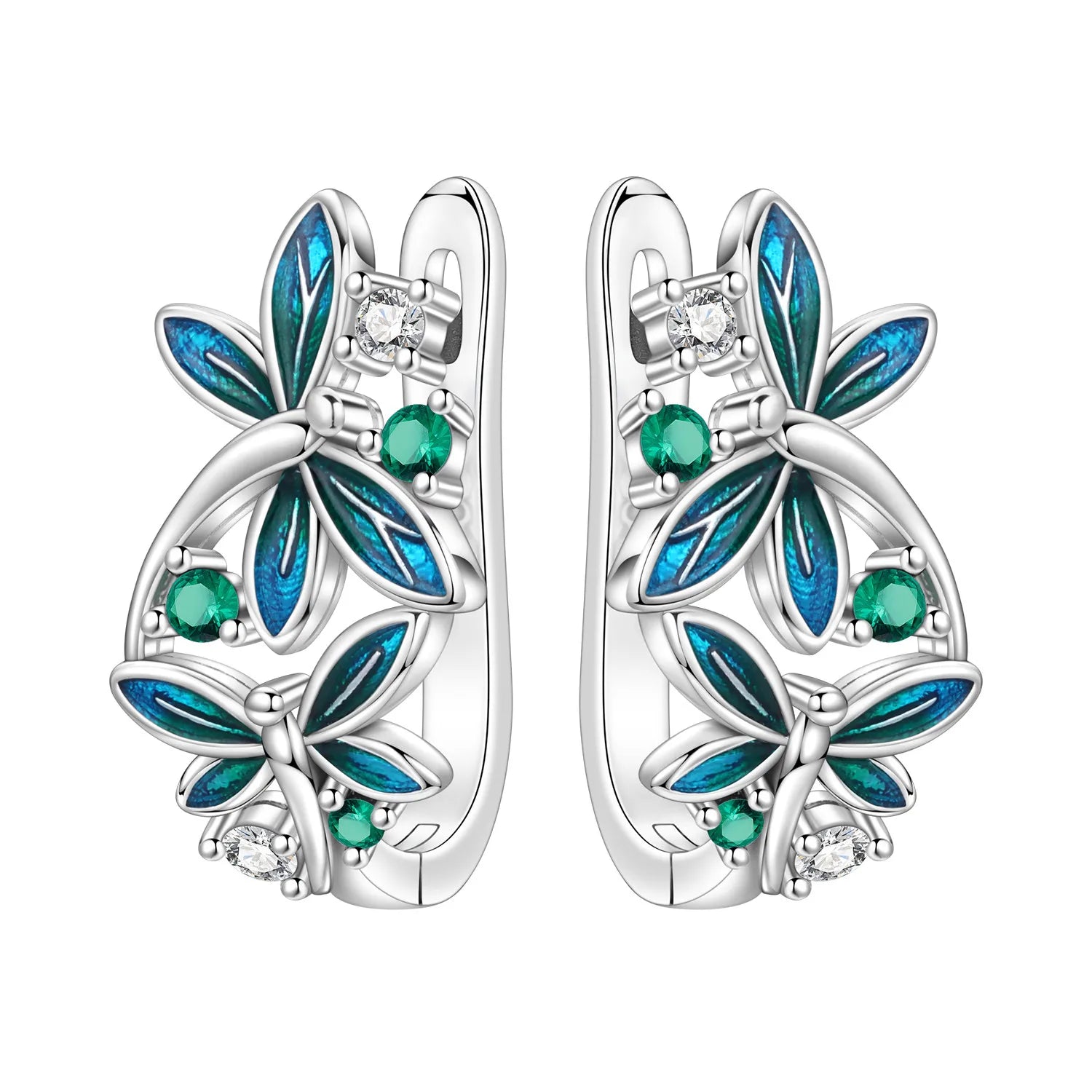 PANPOKI Original 925 Sterling Silver Purple Butterfly Insect Earrings Women Hoop Earring detail view