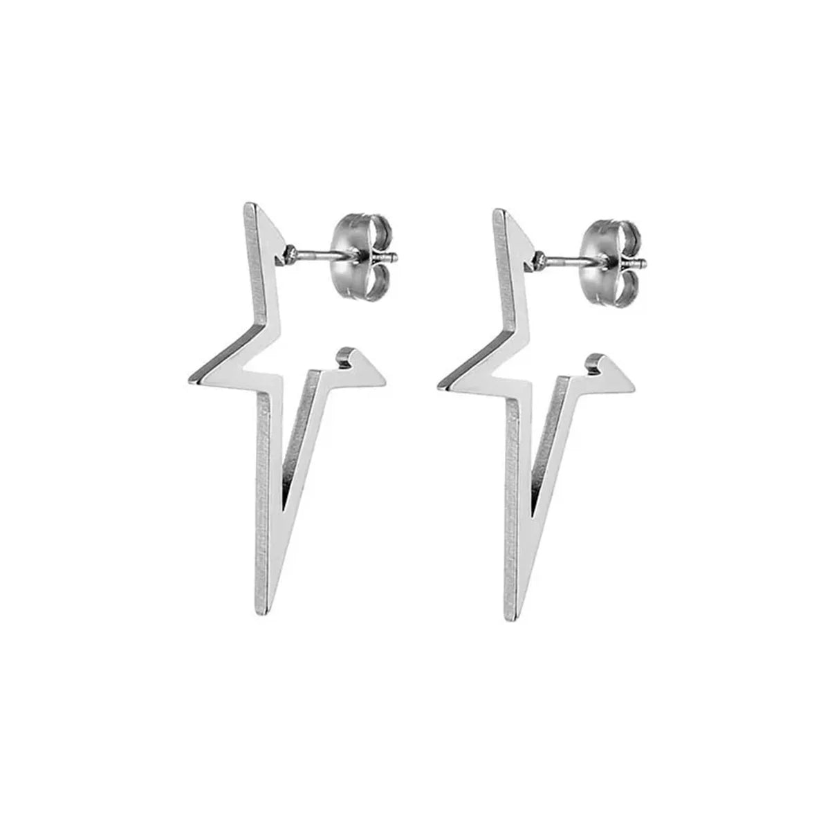 2pcs Stainless Steel Pentagonal Star Shape Punk Stud Earrings For Men Women,Simplic additional angle