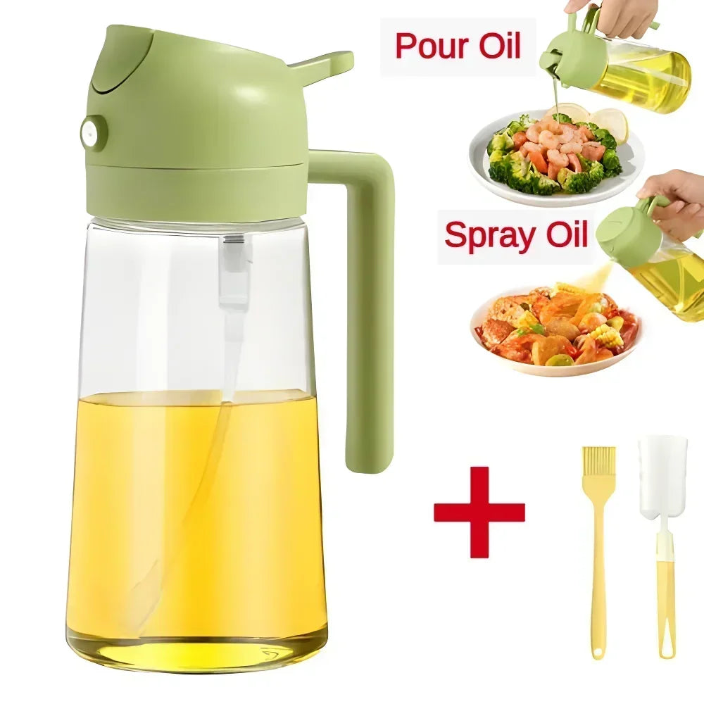 2 in 1 Oil Sprayer and Dispenser Bottle | Cooking Oil Spray Bottle for BBQ, Air Fryer, a detail view