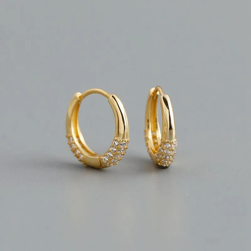 ANENJERY CZ Zircon Circle Hoop Earrings for Women Men Punk Trendy Party Accessories F lifestyle view
