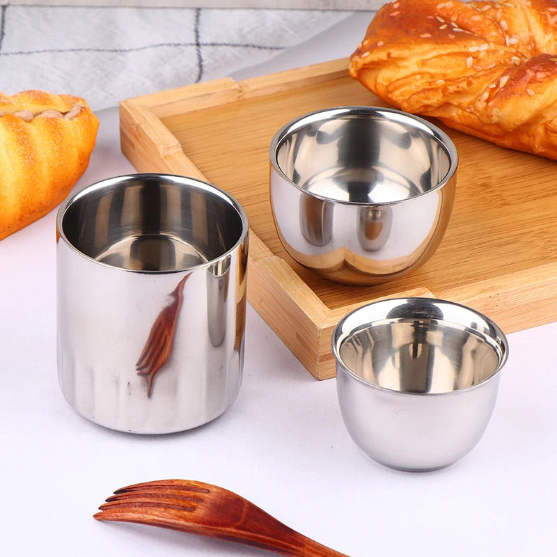 1PC For Home Office Tea Beverage Beverage Mugs Double Layer Wine Cups Stainless Steel lifestyle view