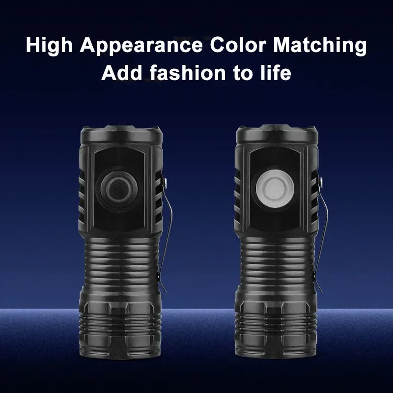 Portable Mini LED Flashlight | 3LED USB Rechargeable with Pen Clip detail view