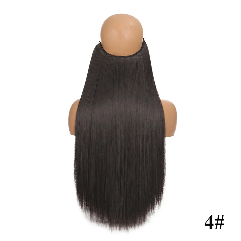 Fish line hair extension piece | 40cm 50cm 60cm straight and curly daily wear for wome close-up view