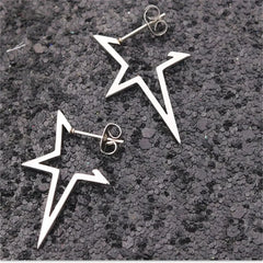 2pcs Stainless Steel Pentagonal Star Shape Punk Stud Earrings For Men Women,Simplicit alternate view