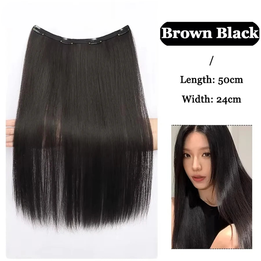 Synthetic Long Straight Clip In Hair Extension | 4 Clips Hidden Hair Piece Wig detail view