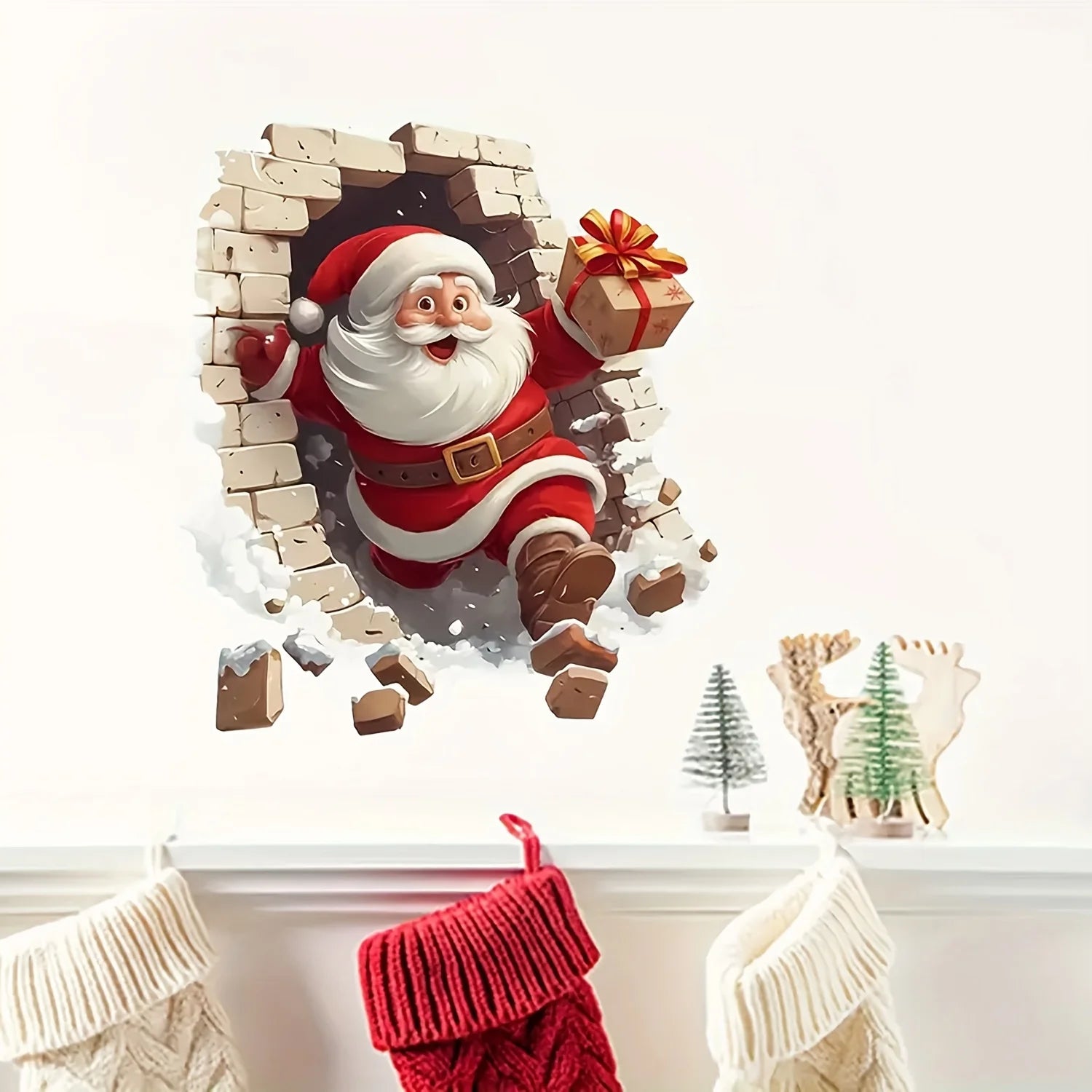 Santa Claus Wall Decal | Self-Adhesive Christmas Vinyl Sticker additional angle