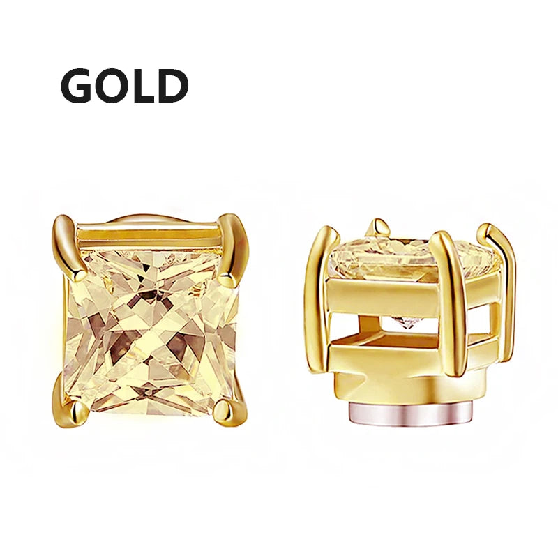 1Pair Magnetic Stud Earring Fake Piercing Crystal Clip Earrings For Women Men Punk Zi lifestyle view