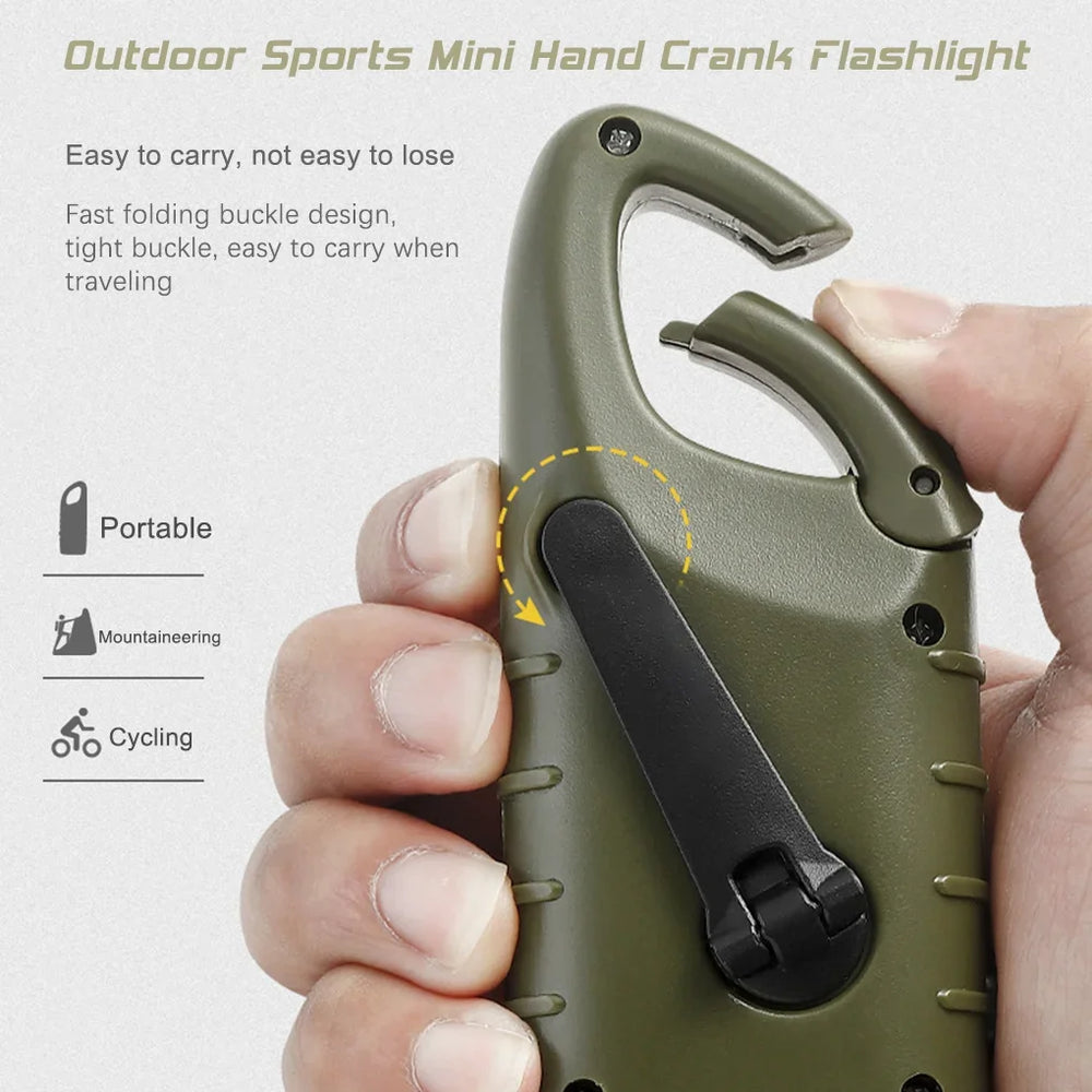 Solar Hand Crank Flashlight | Portable LED Emergency Lantern for Camping and Hiking close-up view