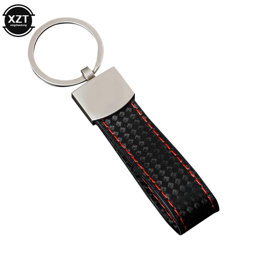 Fashion Black-Red Leather Car Keychain Key Ring | 3-Color Sports Keychain Pendant for En detail view