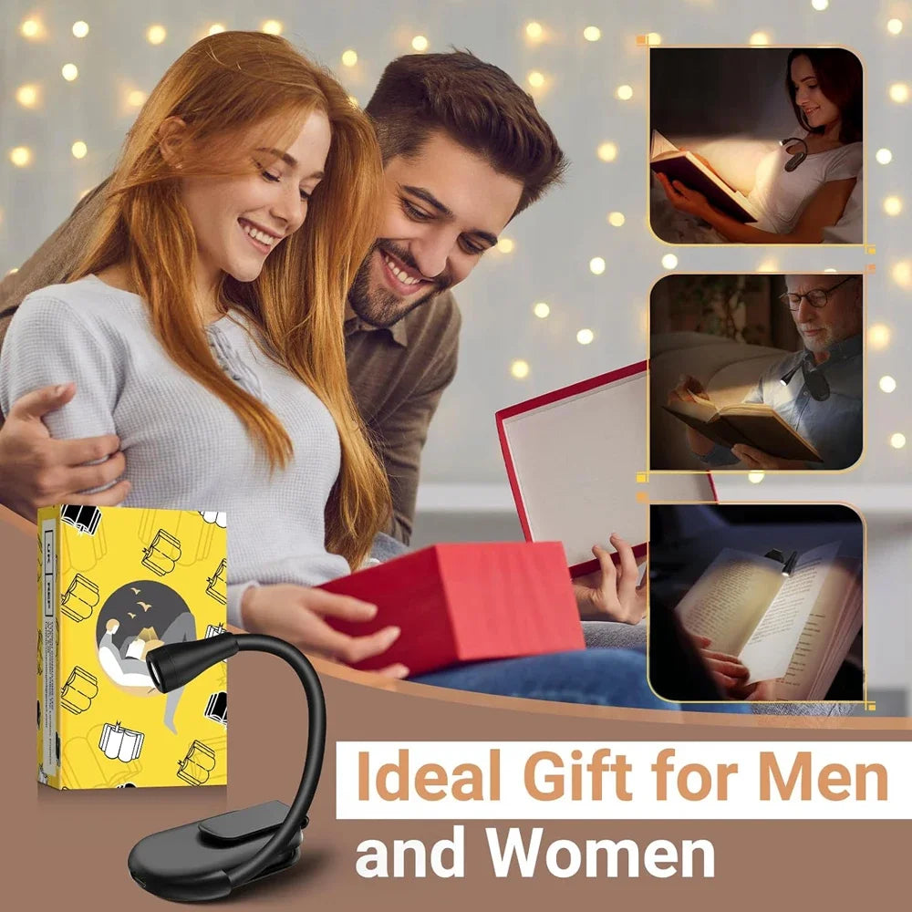 Rechargeable 3-Color Mini LED Book Light | 360° Adjustable Clip Eye Protection Readin lifestyle view