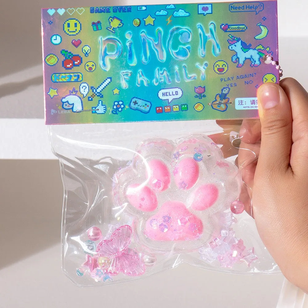 Taba Squishy Bow Cat Paw Fidget Toys | Cute Pink Cat Foot Slow Rebound Toy additional angle