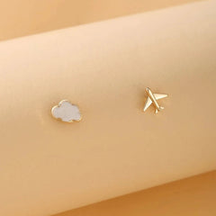 Fashion Cute Cloud Airplane Small Earrings | Creative Sweet Dripping White Earrings f alternate view