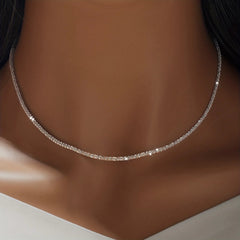 LUXUKISSKIDS Shiny Solid Chains Elegant Necklaces for Woman Sparkling Clavicle Chain C close-up view