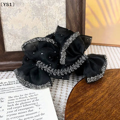 〔YS1〕Exquisite Elegant Sweet Mesh Bow Hair Clip Women's After Brain Hairpin Headwear Accessories Gifts