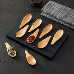Wooden Mini Salt Spoon | Small Solid Wood Condiment Spoon detail view