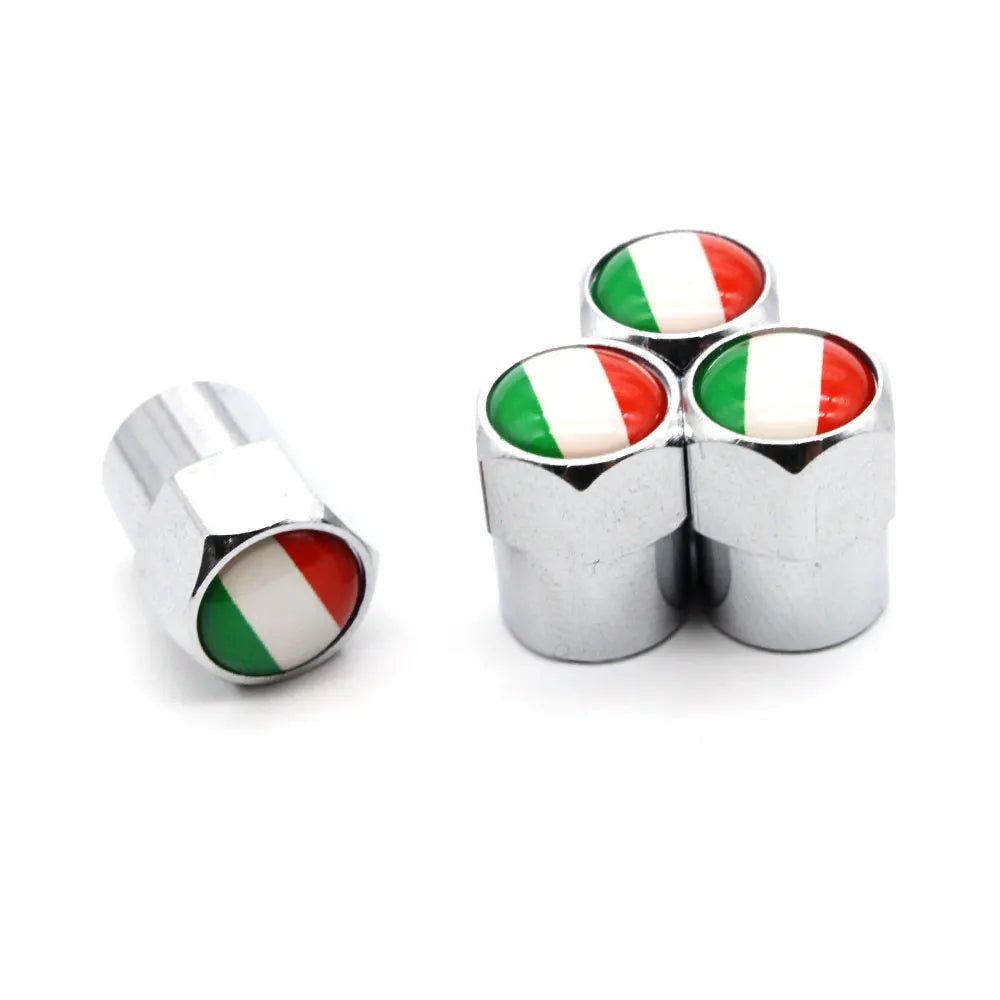 Italy Flag Tire Valve Caps 4 Pcs Aluminium Alloy Copper alternate view