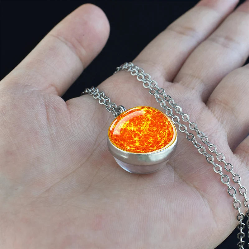 Solar System Galaxy Pendant Necklace | Unisex Astronomy Jewelry Gift detail view