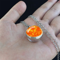 Solar System Glass Ball Pendant Necklace | Astronomy Galaxy Jewelry detail view