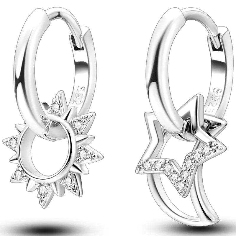 Hot Classic Original 925 Sterling Silver Earrings Colorful Circle Hoop Earrings For Wome detail view