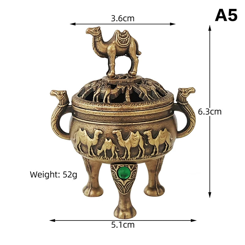 Alloy Lucky Incense Burner Bowl Incense Holder With Handle | Ancient Style Yoga Medita close-up view