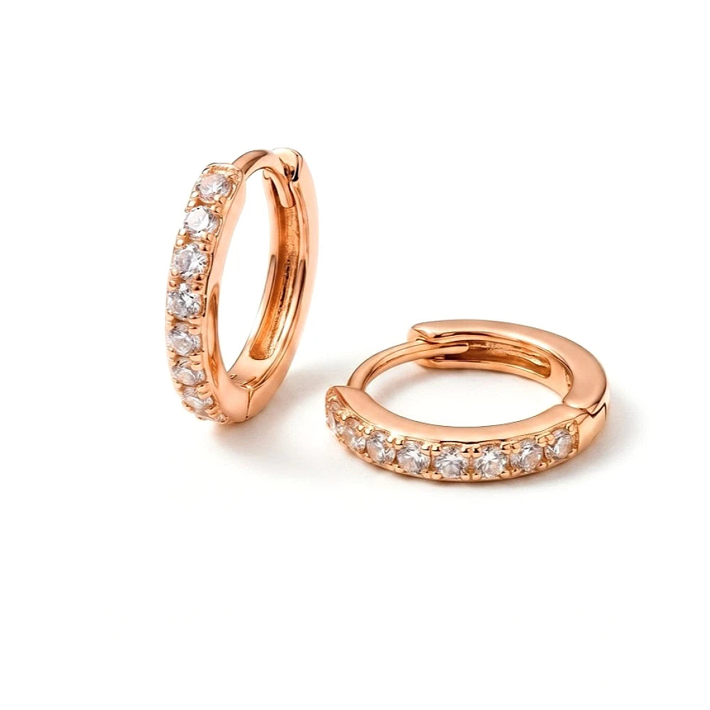2/6PCS 316L Stainless Steel Minimalist Hoop Earrings Crystal Zirconia Small Cartilage close-up view