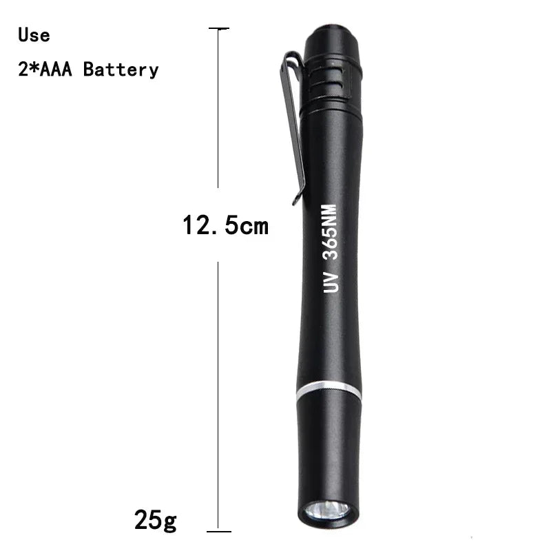 Mini UV Flashlight 365nm 380nm 395nm | Black Light Ultraviolet Lamp Torch detail view