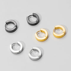 1 Pair Men Women Punk Stainless Steel Ear Circle Earring Simple Ear Buckle Gothic Fash close-up view