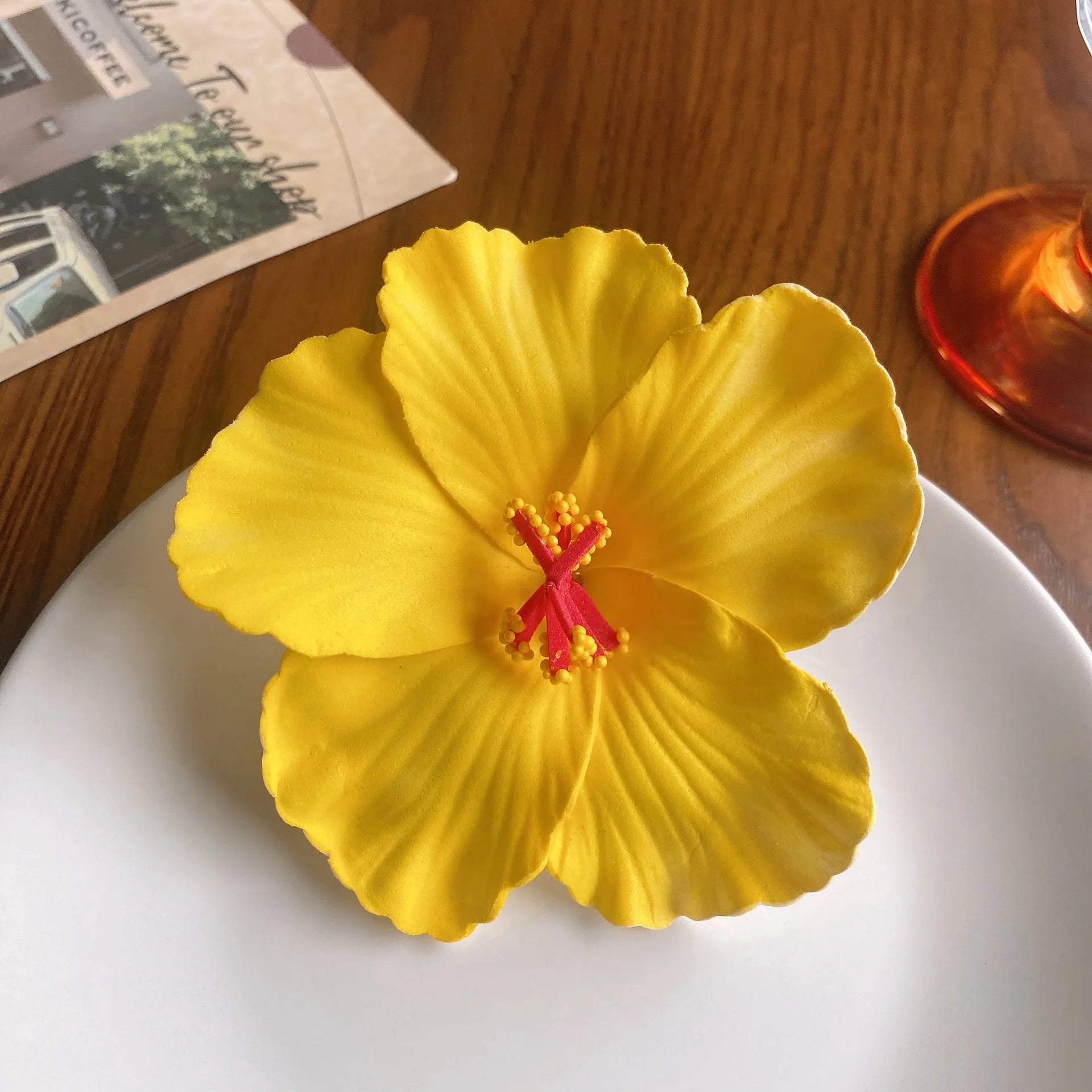 Egg Flower Hibiscus Hawaiian Headdress Dried Flower Hairpin Bangs Clip Duckbill Hair Clips Hair Accessories