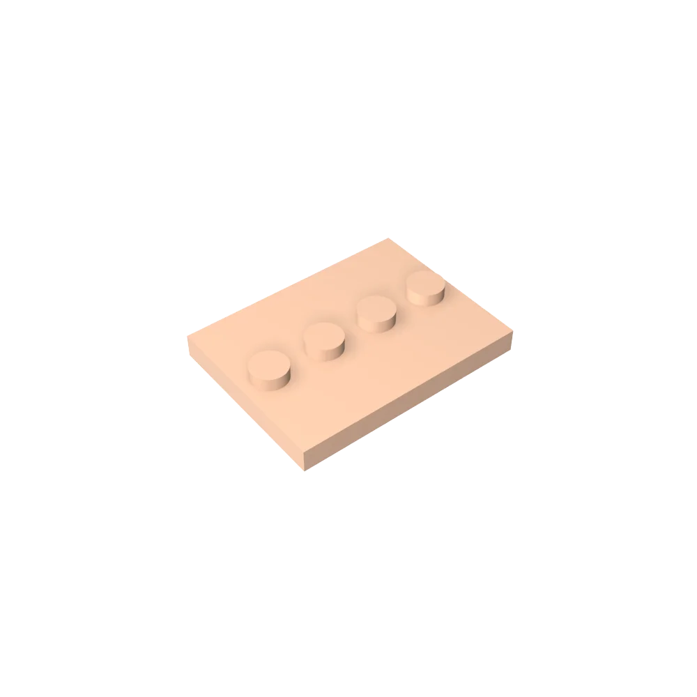 Gobricks GDS-980 Tile, Modified 3 x 4 with 4 Studs in Center | Compatible Building Blo close-up view