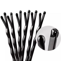 60/600pcs Black Straight Line Hair Clip U-shaped Needle Lady Hairpins Curly Wavy Grips close-up view