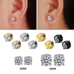 1Pairs Crystal Strong Magnetic Ear Stud Clip Earrings for Men and Women Punk Round Zi alternate view