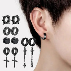1 pairs No Piercing Earrings Titanium Steel Clip-on Fake Earring Round Ear Clip For W alternate view