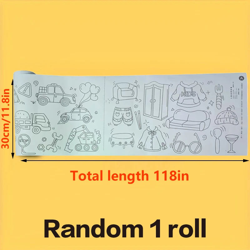 Children's Drawing Kit, 3m Long Doodle Paper Rolls, Doodle Scrolls, DIY Painting, Sti alternate view