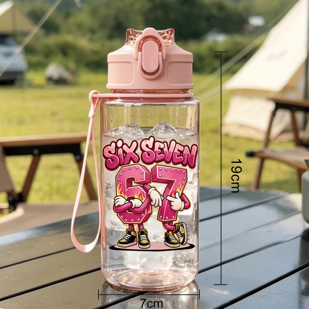 1 Piece 500ml (17 fl oz) 67 Printed Straw Cup, Summer Water Bottle, BPA Free, Portabl lifestyle view