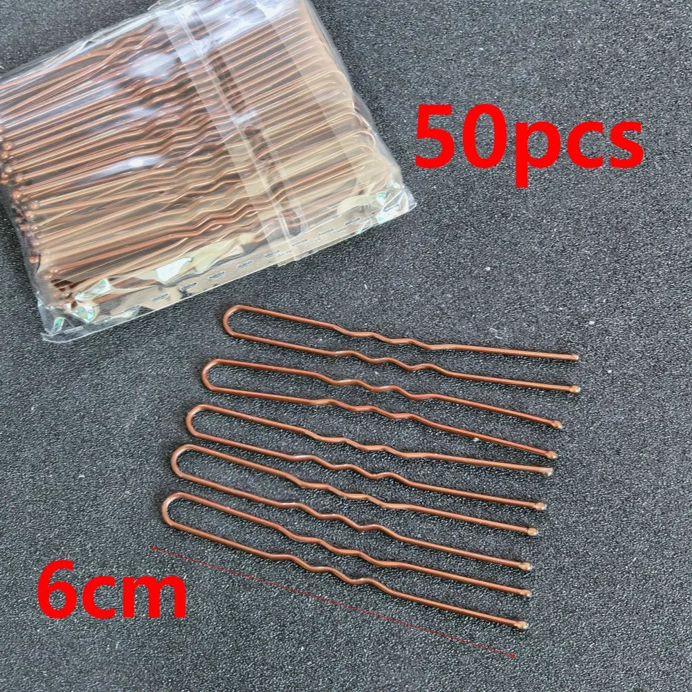 50pcs/Box Metal U Shaped Hair Clips Wedding Bridal Bobby Pins Alloy Waved Hairpins Fo lifestyle view