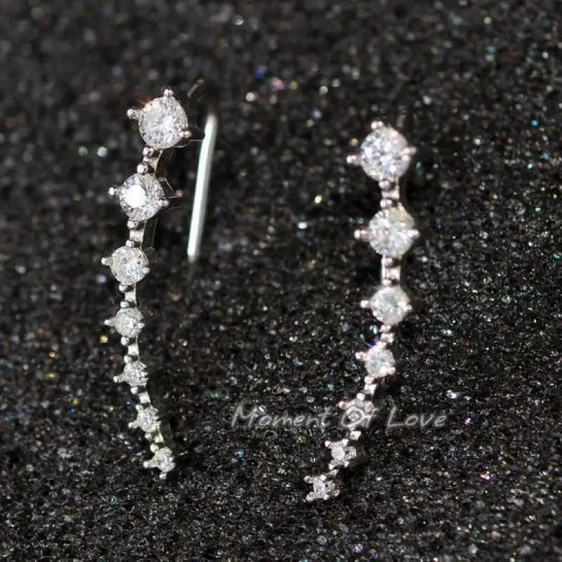 Korean Fashion Seven Star Zircon Earrings | Luxury Crystal Stars Stud Earrings detail view
