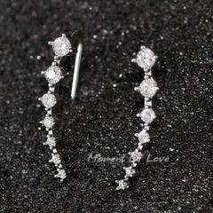 Korean Fashion Seven Star Zircon Earrings | Luxury Crystal Stars Stud Earrings detail view