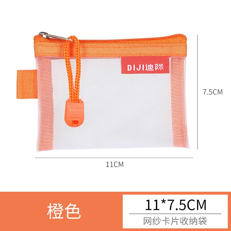 Mini Mesh Zipper Card Pouch | Transparent ID and Credit Card Storage Bag close-up view