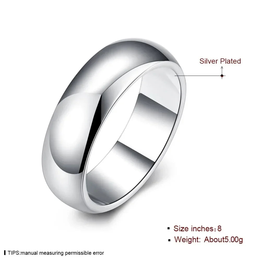 High Quality 925 Sterling Silver Ring Fashion Simple Smooth Round Ring Party Jewelr additional angle