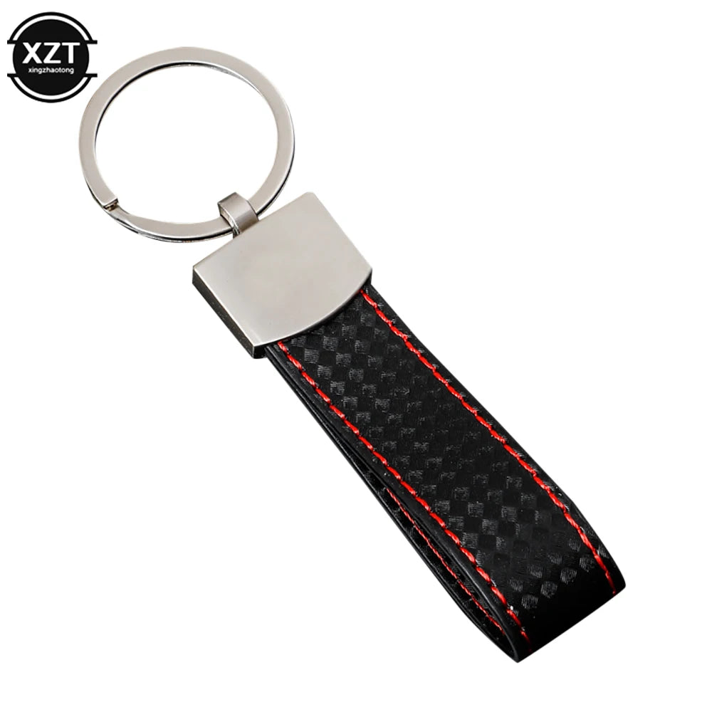 Fashion Black-Red Leather Car Keychain Key Ring | 3-Color Sports Keychain Pendant for En detail view