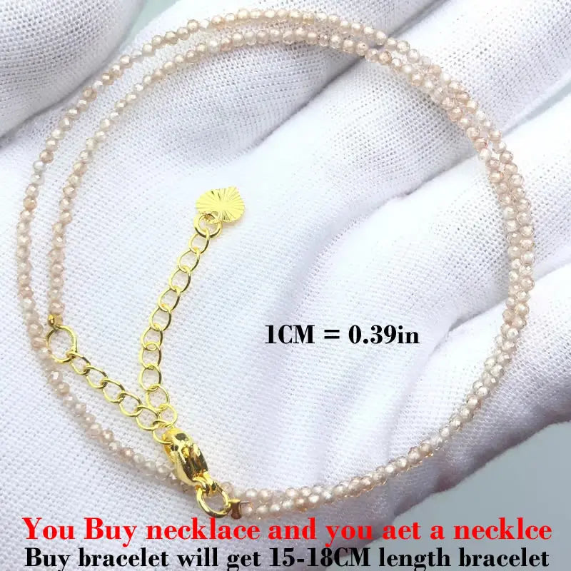 Fashion Faceted 2mm Beads Necklace Mini Natural Stone Amethysts Quartzs Agat Choker Mini detail view