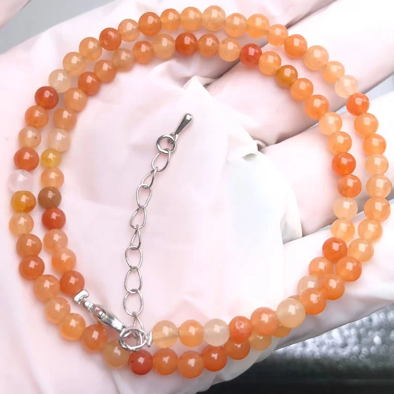 Natural Stone Bead Adjustable Necklace | Agate Opal Tigers Eye Quartz Crystal Jewel additional angle